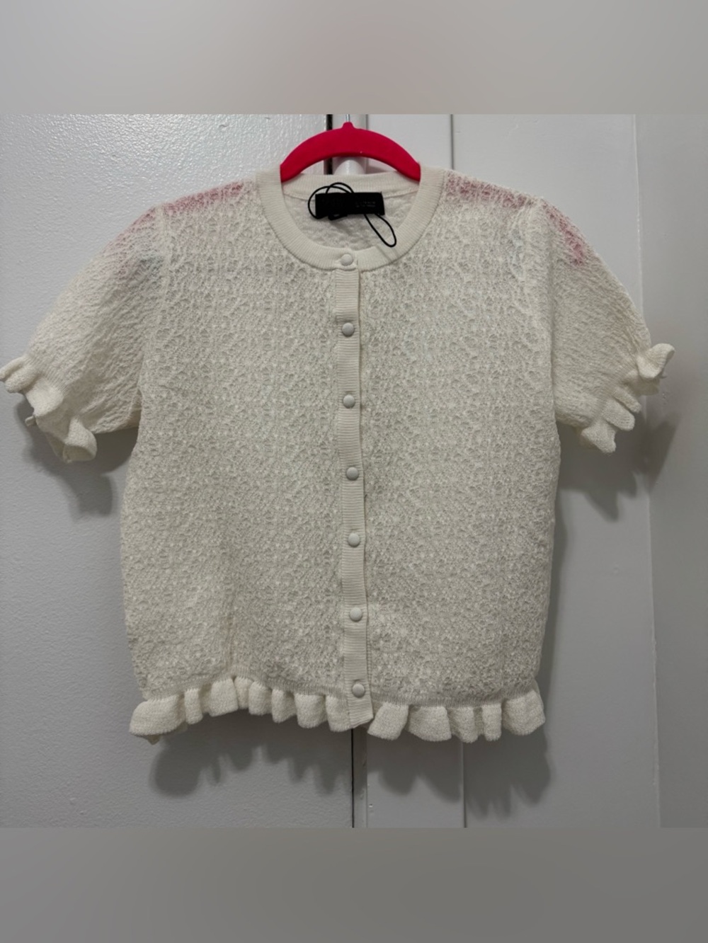 ZARA RUFFLE TEXTURED KNIT CARDIGAN